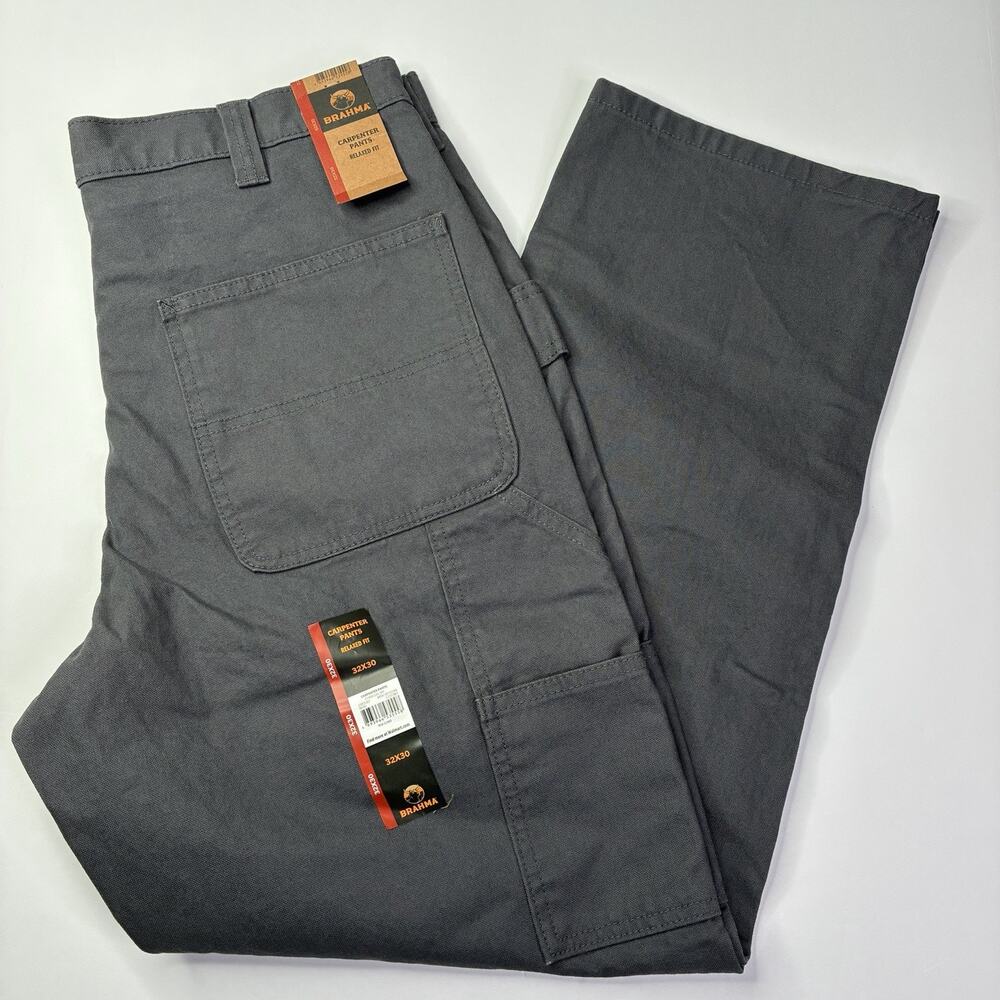 Brahma Heavy Work Carpenter Pants Men's Size 32x30 Gray Relaxed Fit
